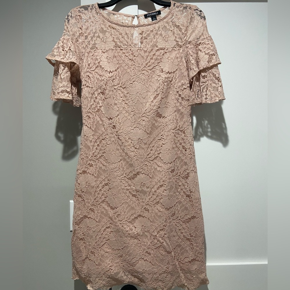 Roz & Ali Lace Mini Dress in Blush